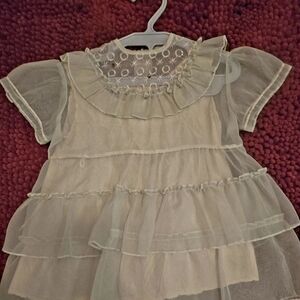 Vintage Girl's  Sheer Ruffle Dress